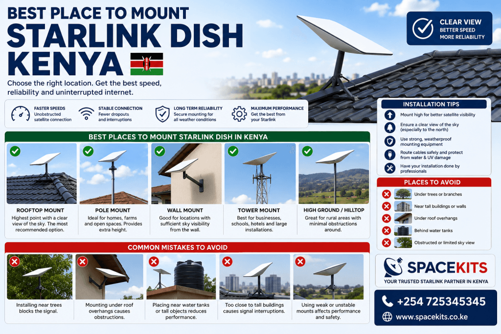 best place to mount Starlink dish Kenya