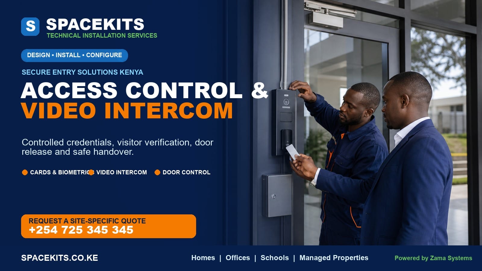 SpaceKits access control and video intercom installation at a Kenyan office entrance