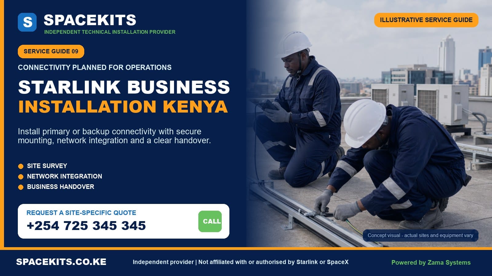 SpaceKits Starlink business installation and network integration in Kenya