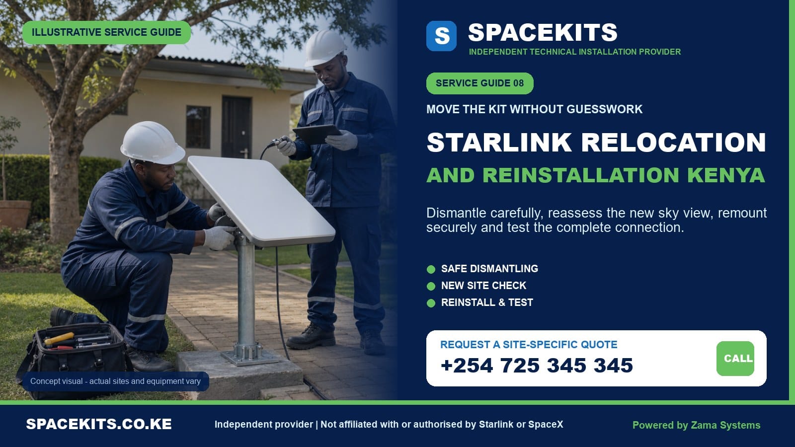 SpaceKits Starlink relocation and reinstallation service in Kenya