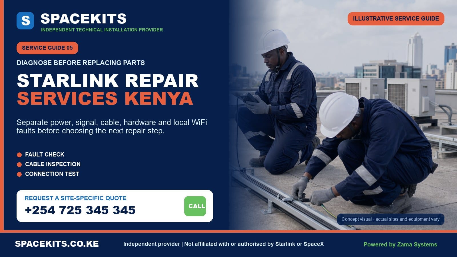 SpaceKits Starlink repair diagnosis service in Kenya