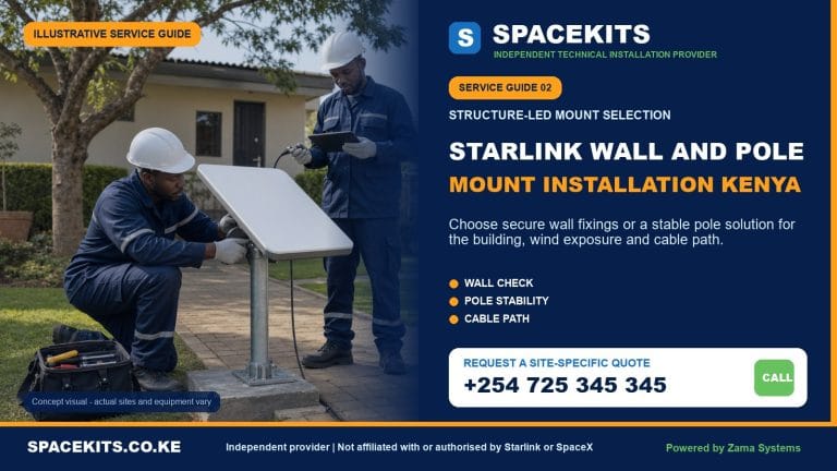 SpaceKits Starlink wall and pole mount installation service in Kenya