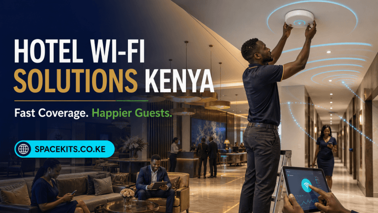 Hotel Wi-Fi Solutions Kenya technician installing guest Wi-Fi