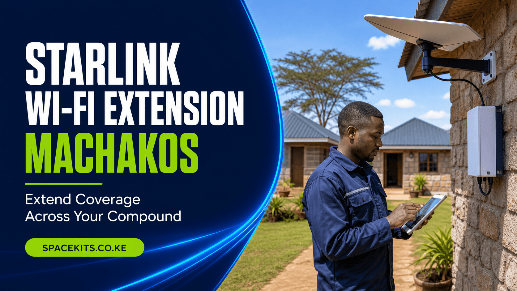 Starlink Wi-Fi Extension Machakos technician extending compound coverage