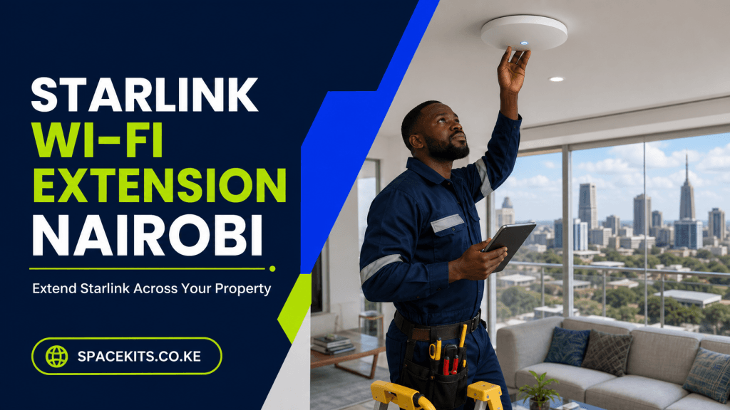 Starlink Wi-Fi Extension Nairobi technician installing an access point
