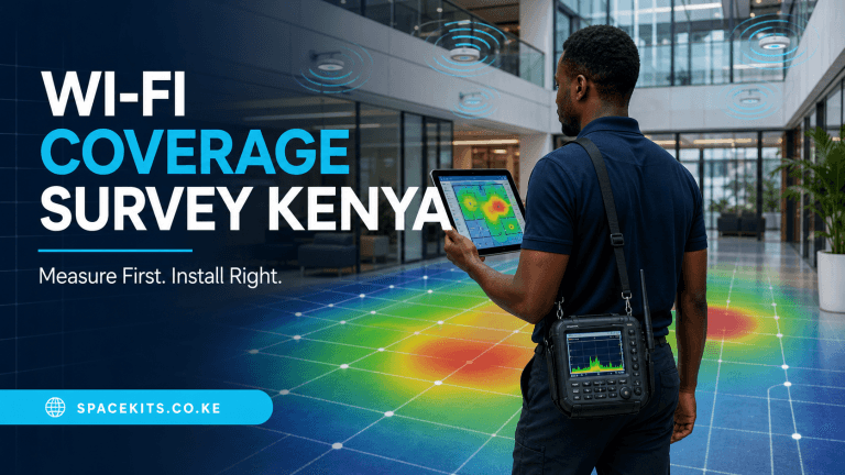 Wi-Fi Coverage Survey Kenya technician measuring wireless signal strength