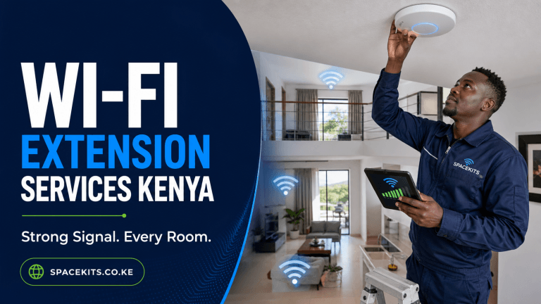 Wi-Fi Extension Services Kenya technician installing a ceiling access point