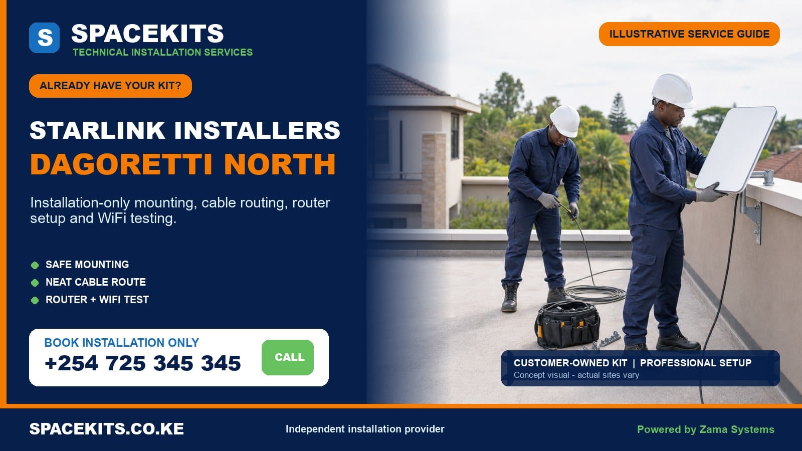 Starlink installation only Dagoretti North - SpaceKits customer-owned kit service