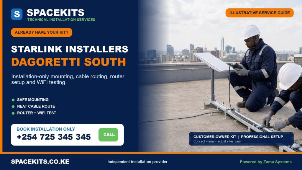 Starlink installation only Dagoretti South - SpaceKits customer-owned kit service
