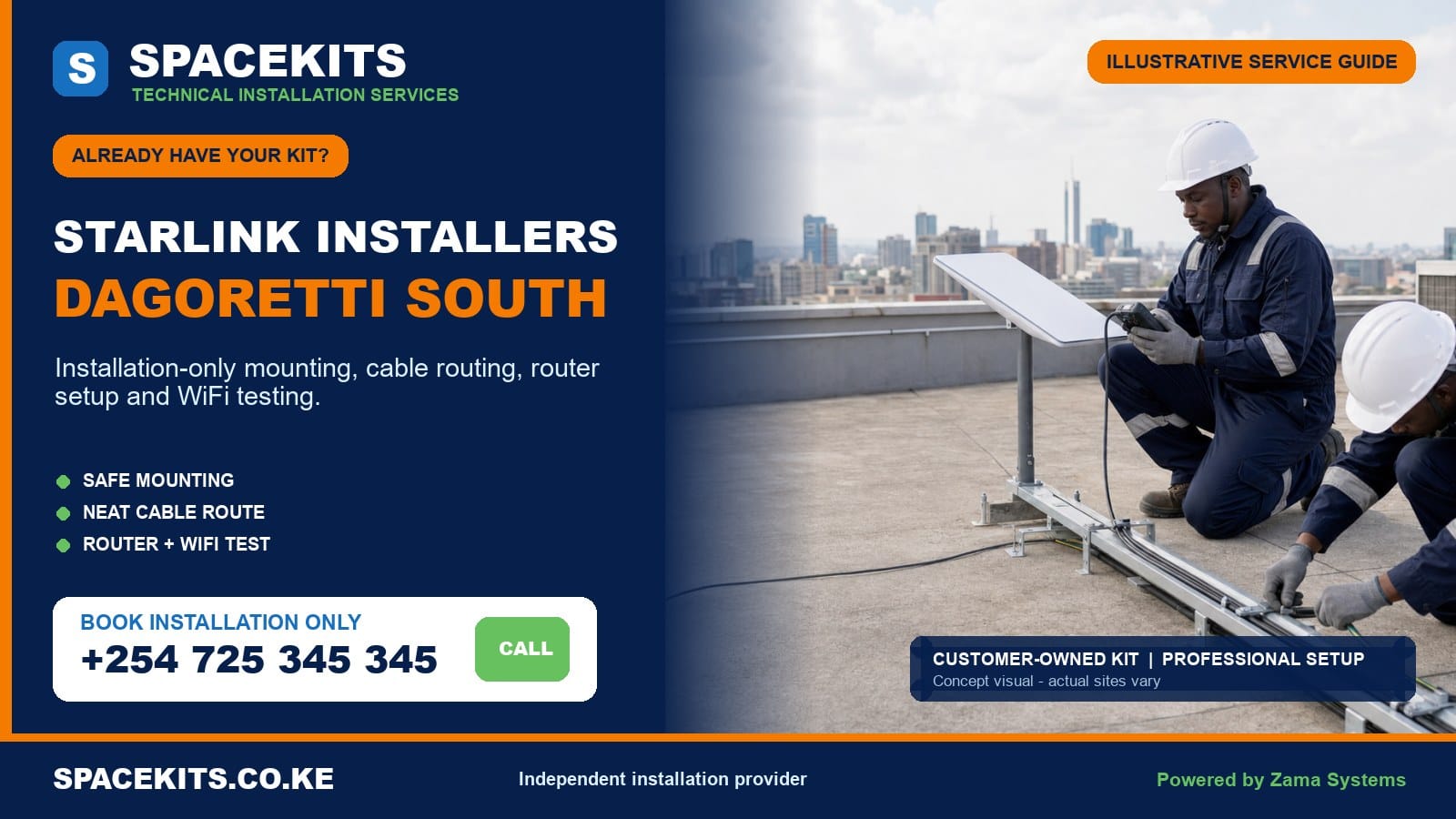 Starlink installation only Dagoretti South - SpaceKits customer-owned kit service
