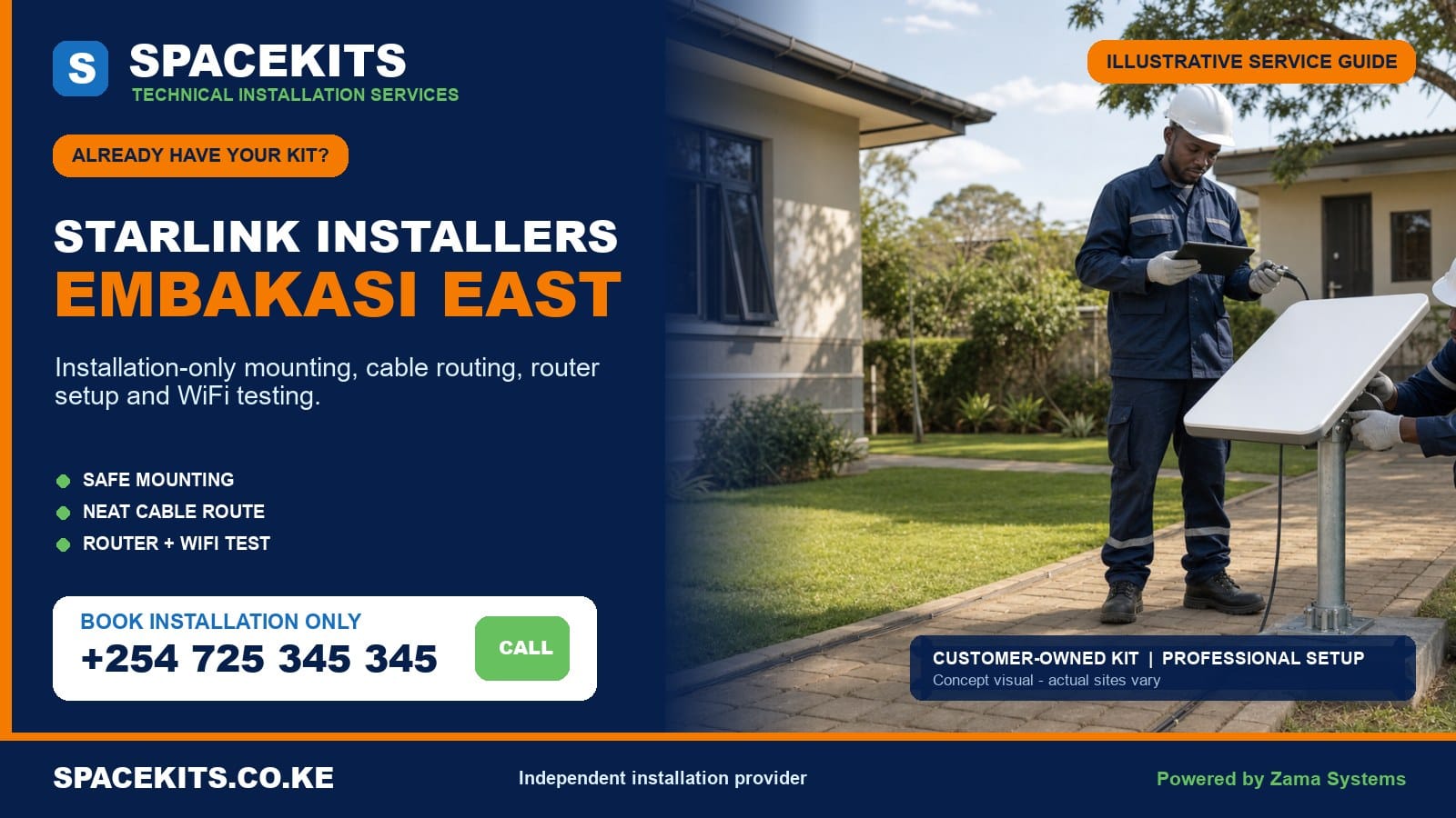 Starlink installation only Embakasi East - SpaceKits customer-owned kit service