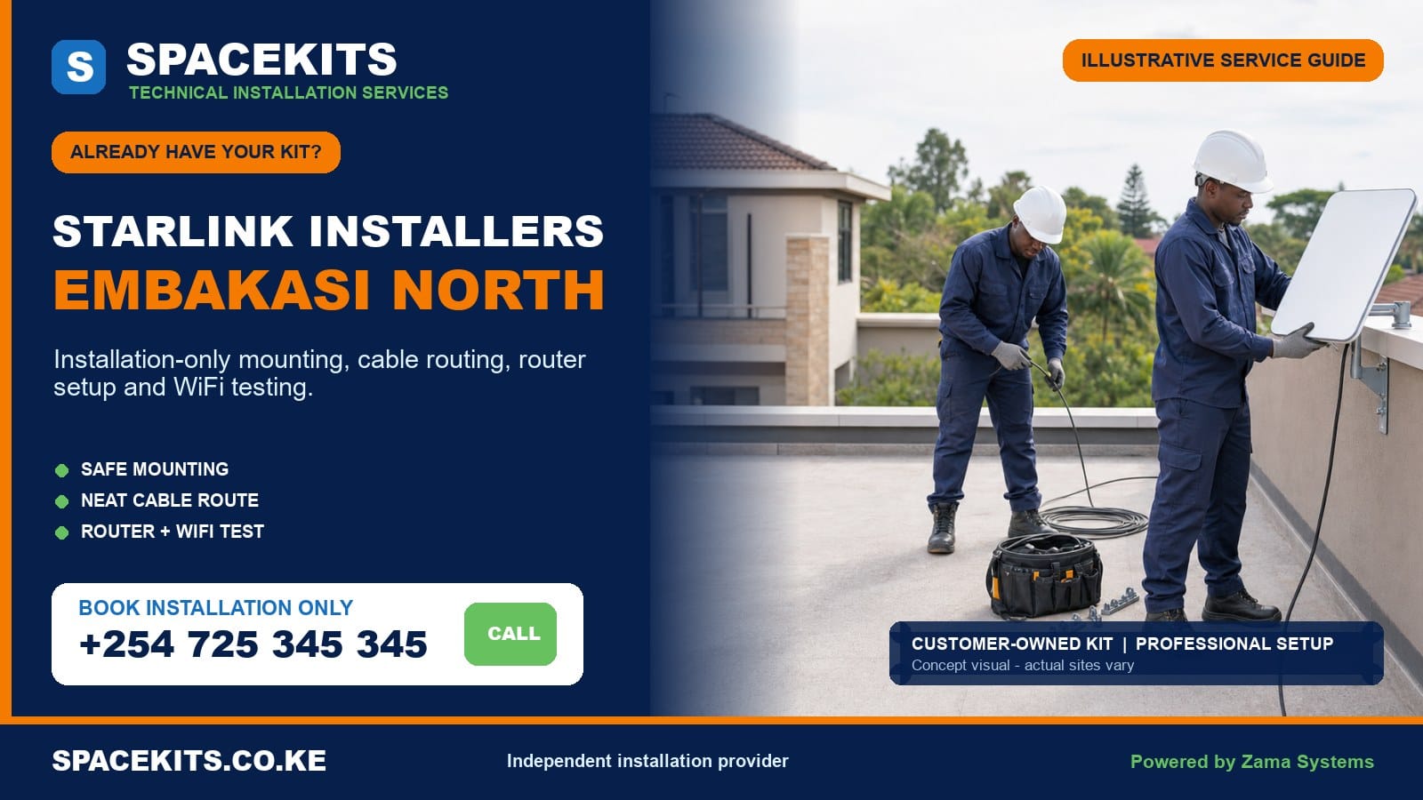 Starlink installation only Embakasi North - SpaceKits customer-owned kit service