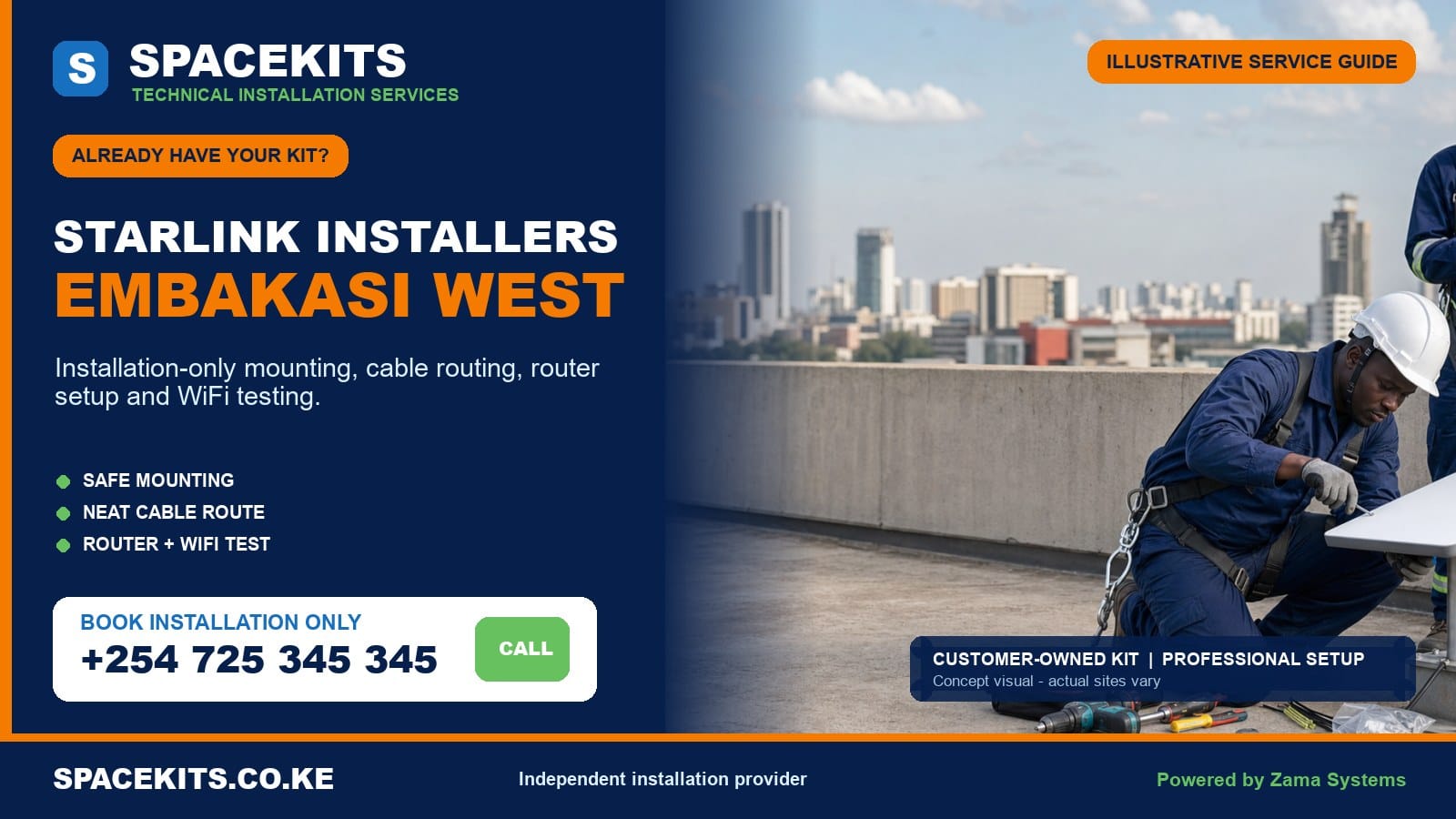 Starlink installation only Embakasi West - SpaceKits customer-owned kit service