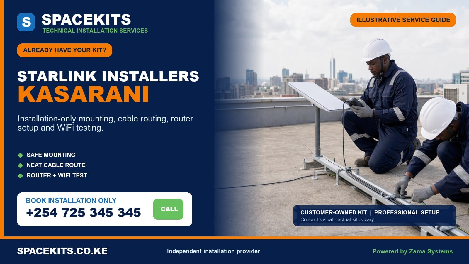 Starlink installation only Kasarani - SpaceKits customer-owned kit service