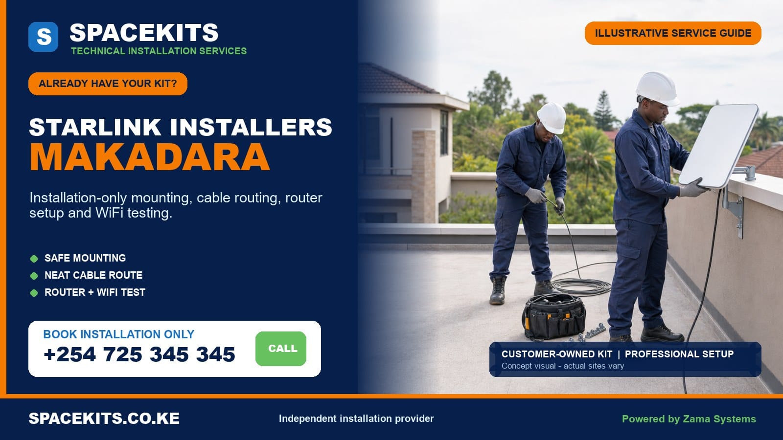 Starlink installation only Makadara - SpaceKits customer-owned kit service