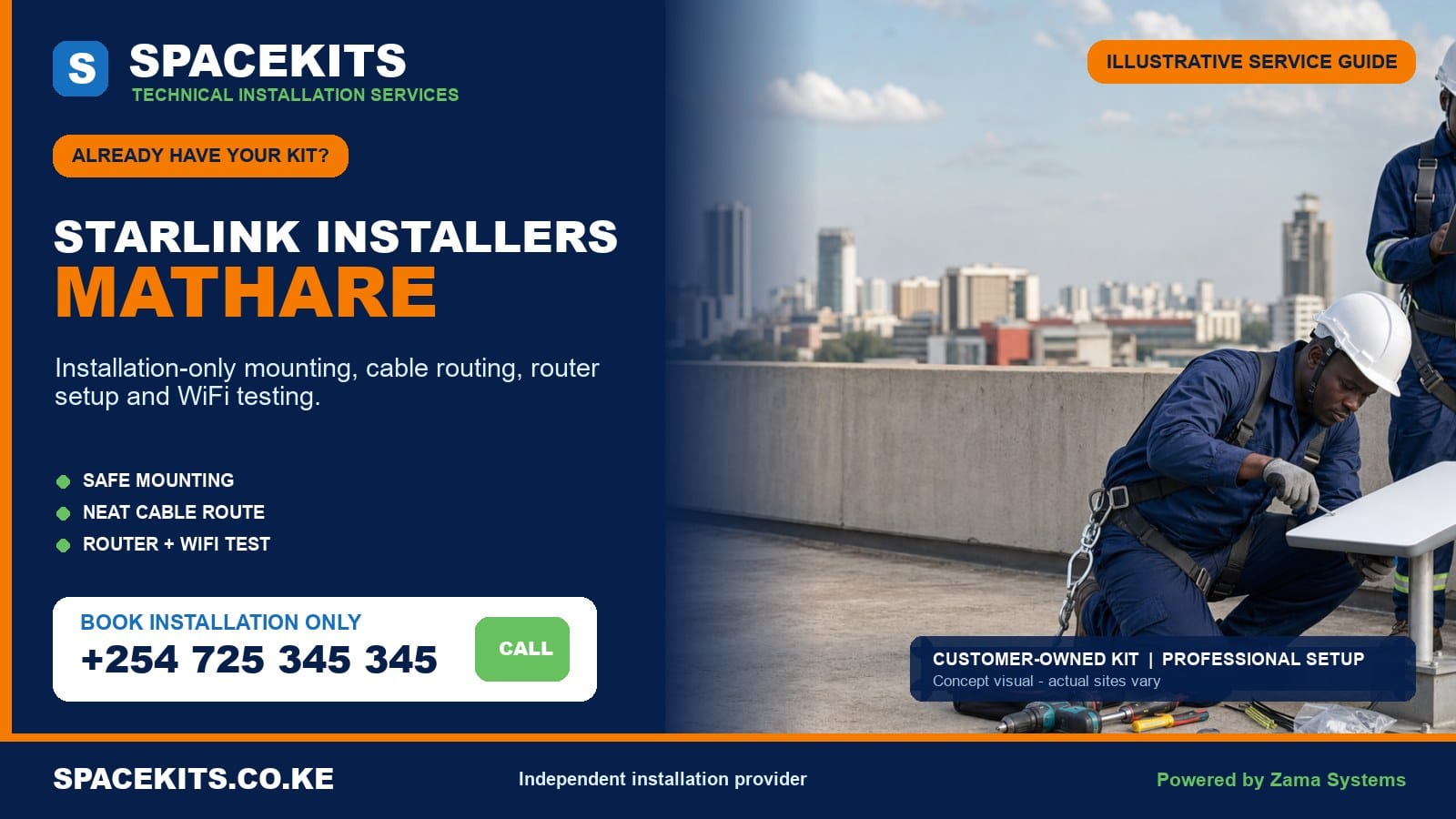Starlink installation only Mathare - SpaceKits customer-owned kit service