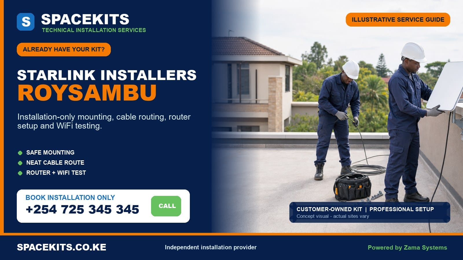 Starlink installation only Roysambu - SpaceKits customer-owned kit service