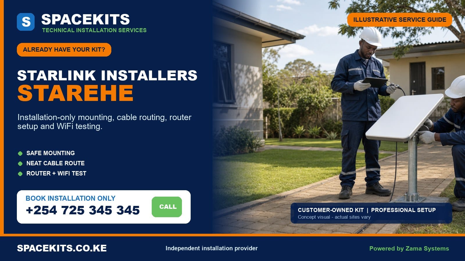 Starlink installation only Starehe - SpaceKits customer-owned kit service