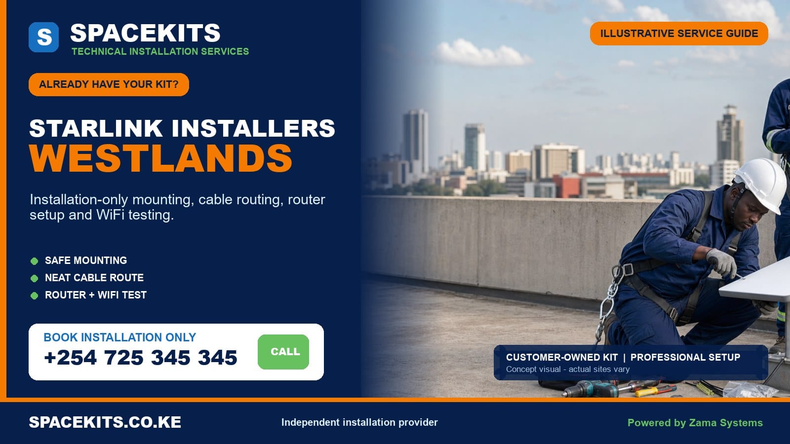 Starlink installation only Westlands - SpaceKits customer-owned kit service
