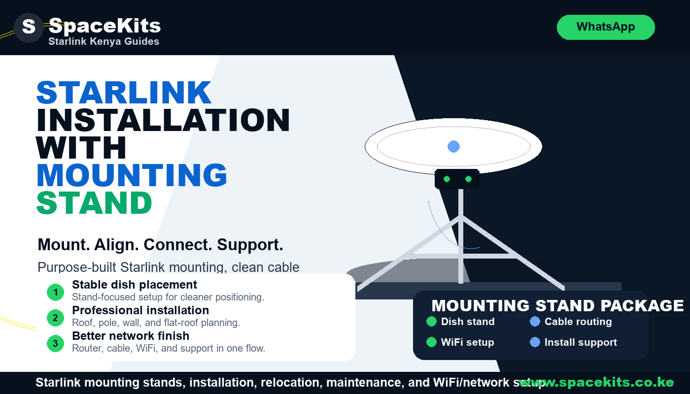 Starlink Installation with Mounting Stand by SpaceKits Kenya