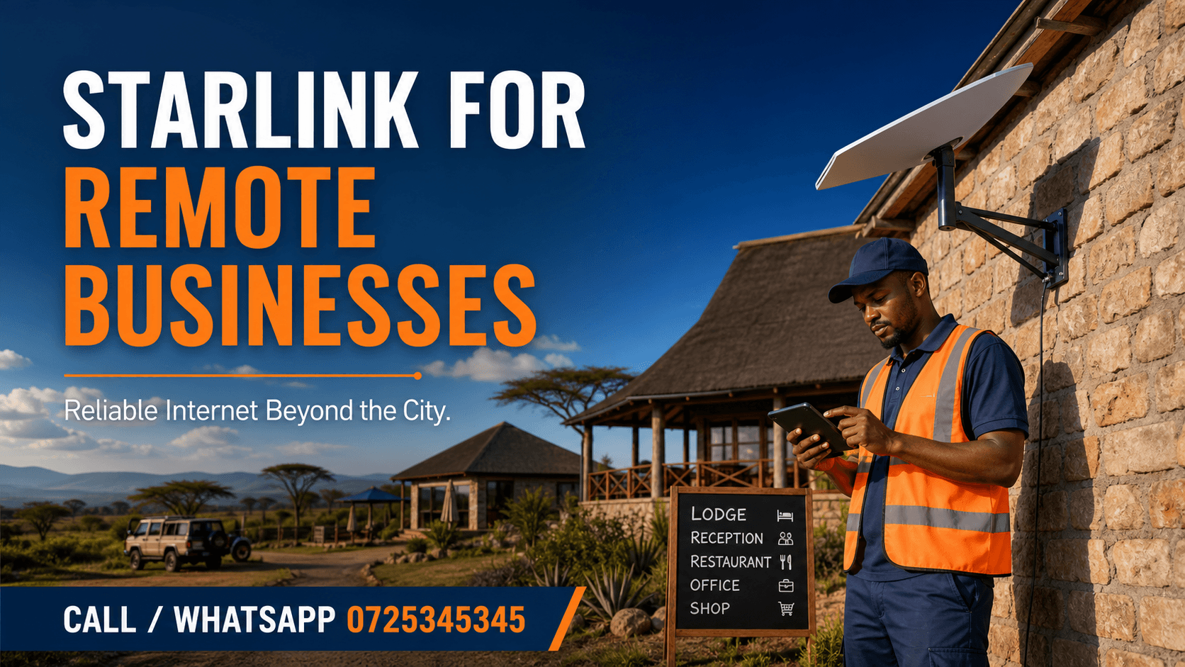Starlink for lodges Kenya - Call or WhatsApp 0725345345