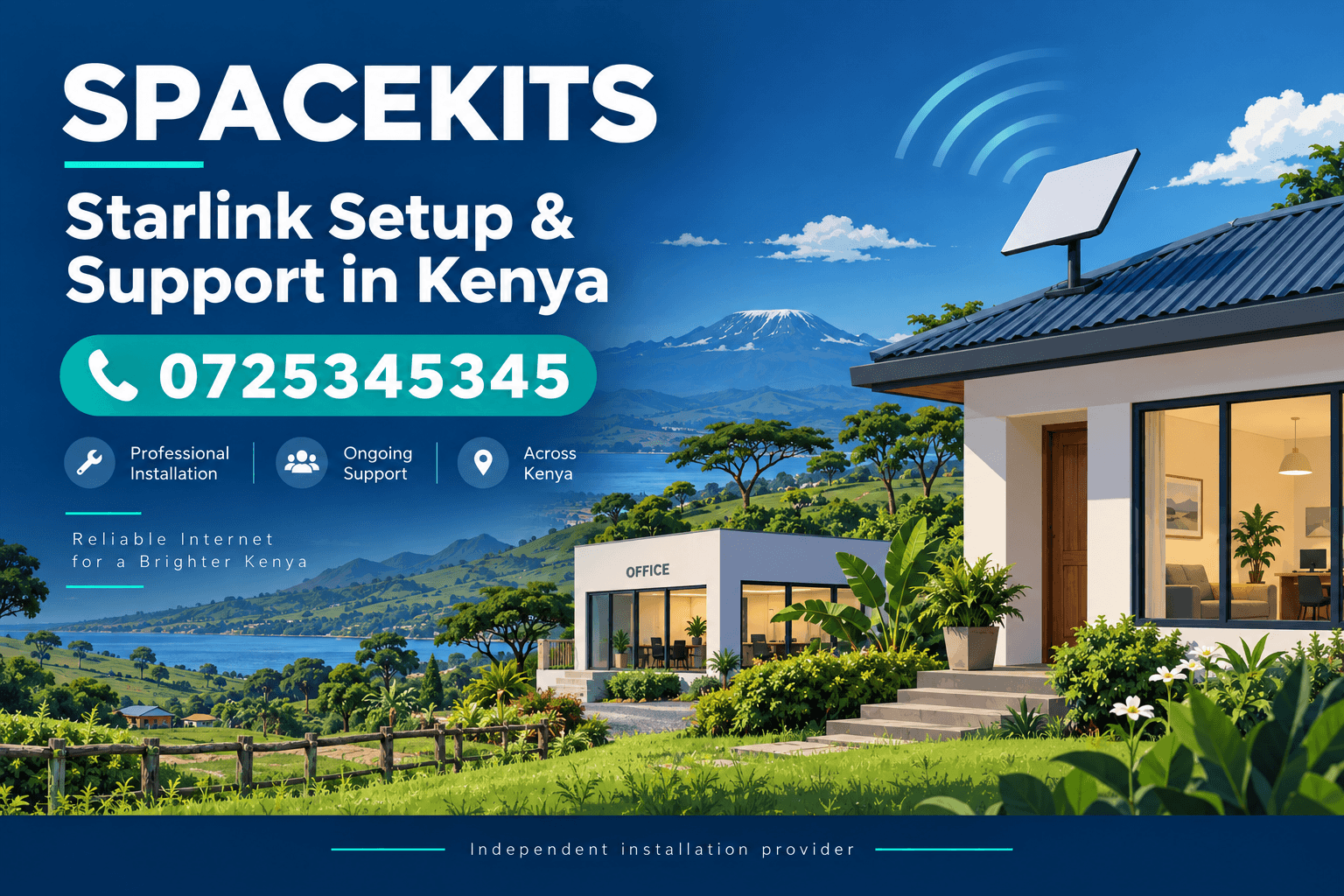 Starlink home plans in Kenya: Spacekits installation illustration, contact 0725345345