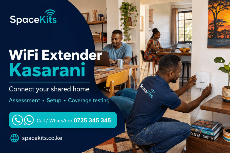 WiFi Extender Kasarani – illustrated SpaceKits coverage planning for a shared home