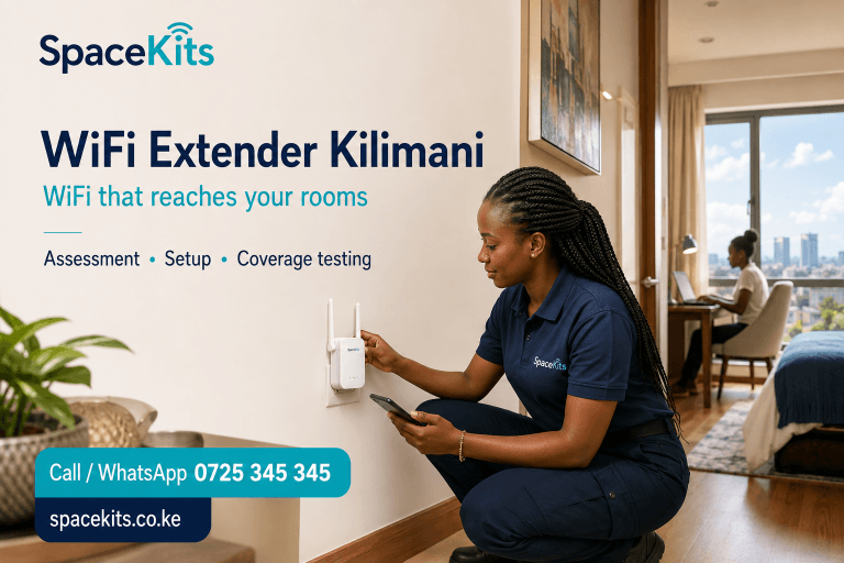 WiFi Extender Kilimani – illustrated apartment coverage assessment by SpaceKits