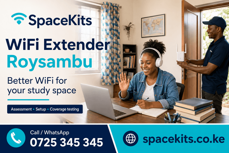 WiFi Extender Roysambu – illustrated SpaceKits study-room coverage assessment