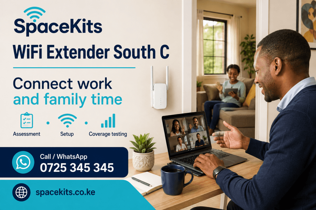 WiFi Extender South C – illustrative family home coverage flyer