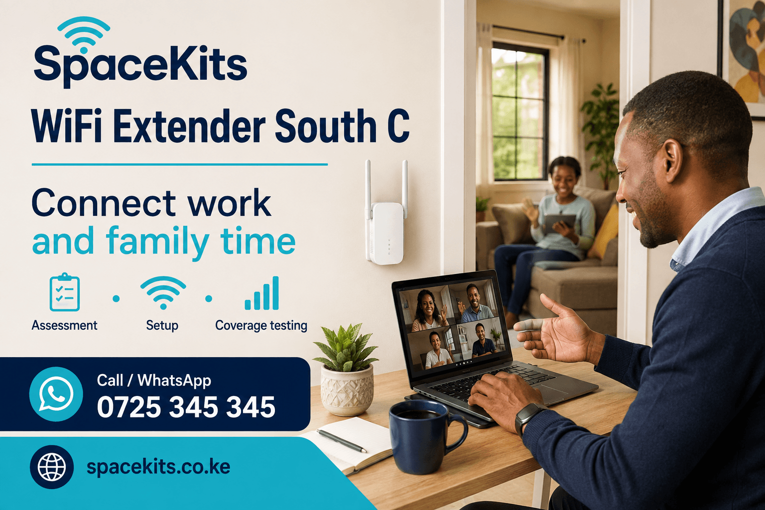 WiFi Extender South C: illustrative SpaceKits coverage assessment