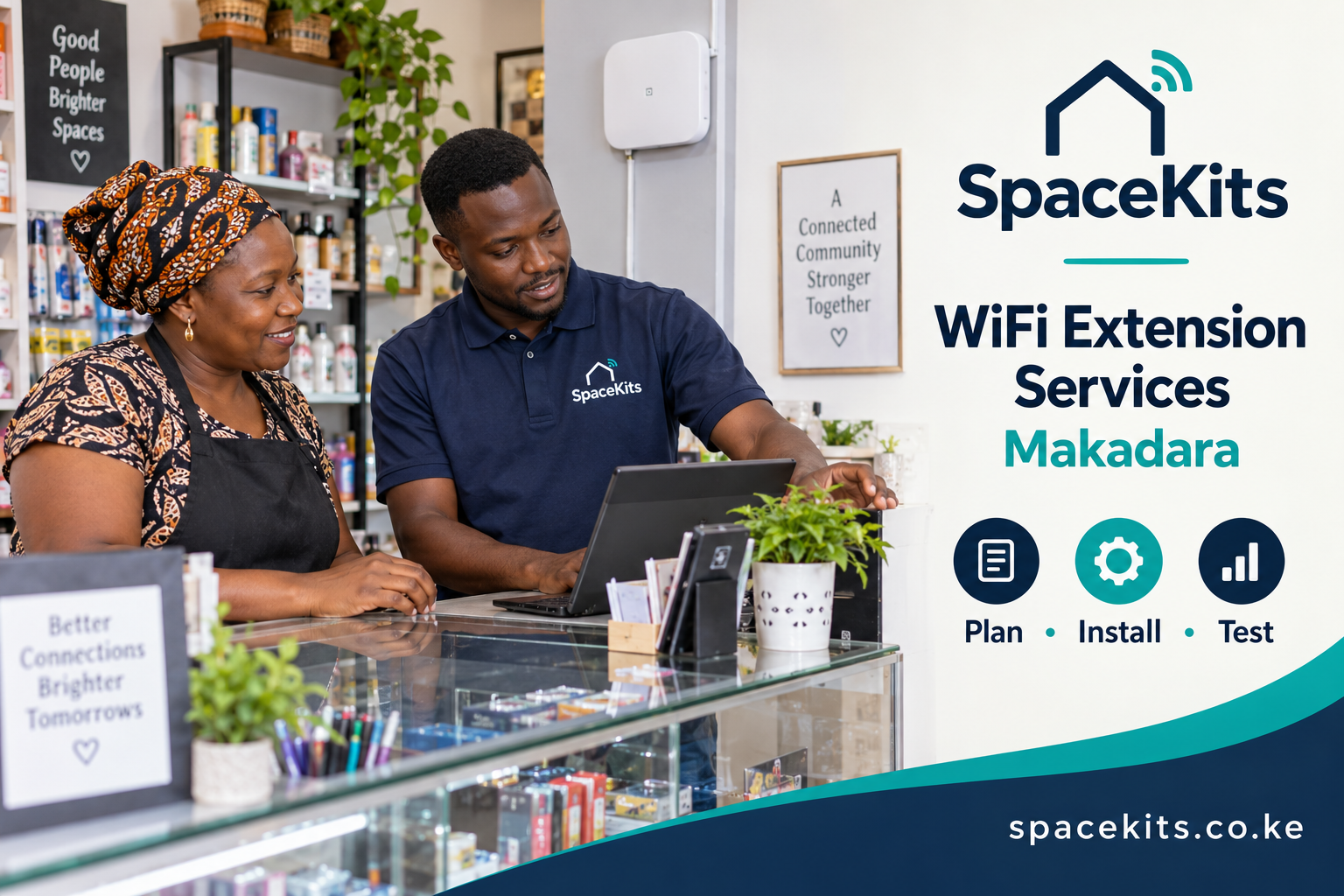 WiFi Extension Services in Makadara — SpaceKits planning and installation flyer